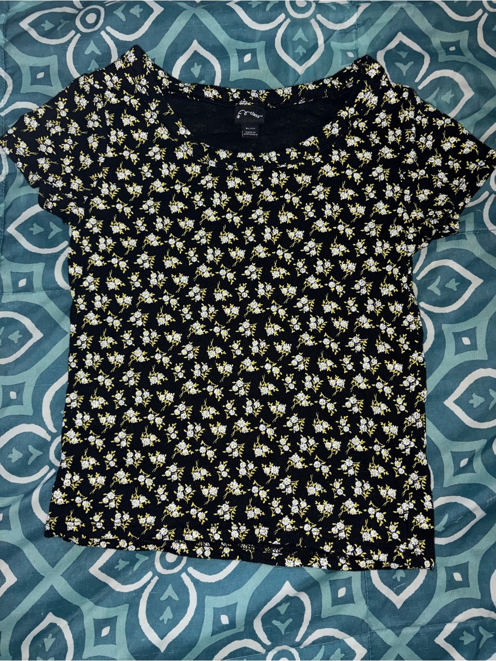 Art Class Girl’s Black Floral Top